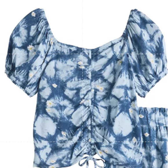 SO Girls Puff Sleeve Top & Ruffled Shorts Set Size 14/16 Blue Dye NWT - Picture 2 of 3